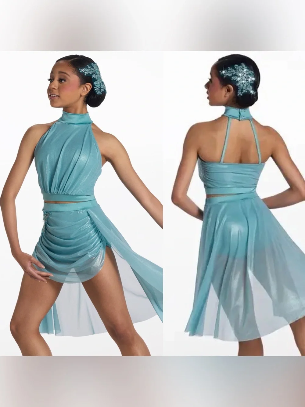Weissman solo dance costume 2 piece blue lyrical The Alcott 18878 LA-Large adult